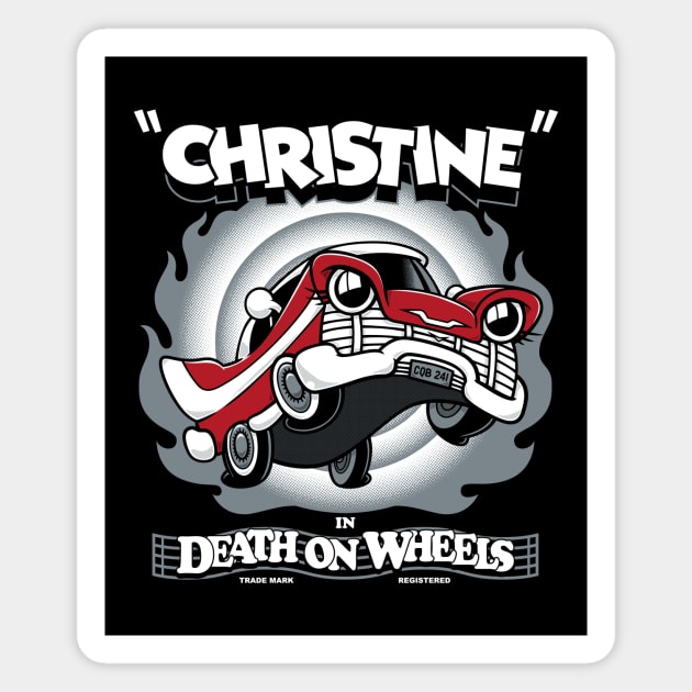 Vintage Cartoon Christine - Stephen King - Killer Car - Creepy Cute Horror Magnet by Nemons